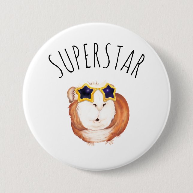 SUPERSTAR Happy Guinea Pig 7.5 Cm Round Badge (Front)
