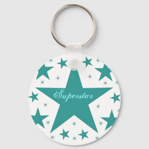 Superstar Keychain, Teal Key Ring