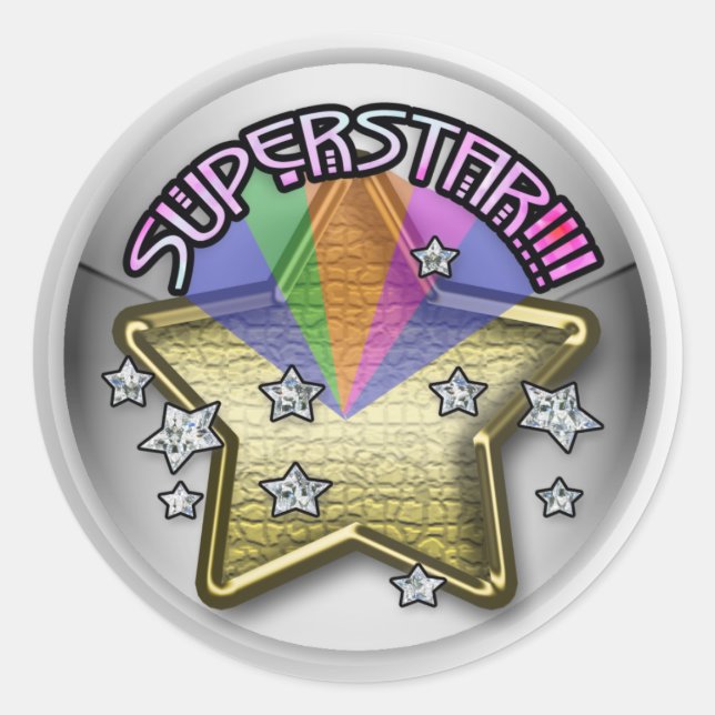 superstar kid classic round sticker (Front)
