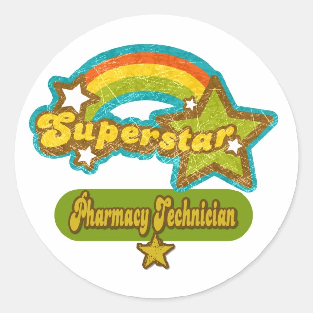 Superstar Pharmacy Technician Classic Round Sticker (Front)