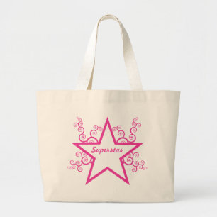 Superstar Swirls Bag, Bright Pink Large Tote Bag