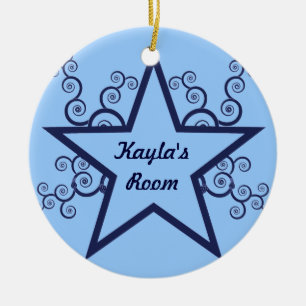 Superstar Swirls Doorhanger Ornament, Blue Ceramic Tree Decoration