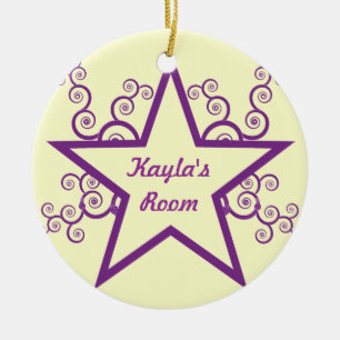 Superstar Swirls Doorhanger Ornament, Purple Ceramic Tree Decoration