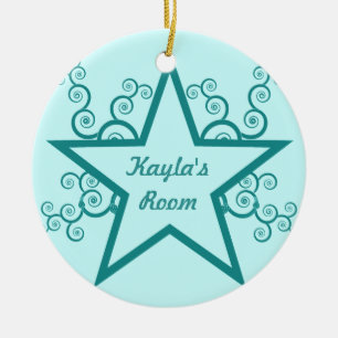 Superstar Swirls Doorhanger Ornament, Teal Ceramic Tree Decoration