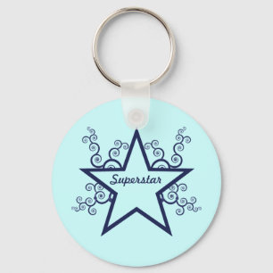 Superstar Swirls Keychain, Dark Blue Key Ring