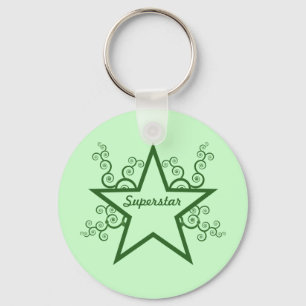 Superstar Swirls Keychain, Forest Green Key Ring