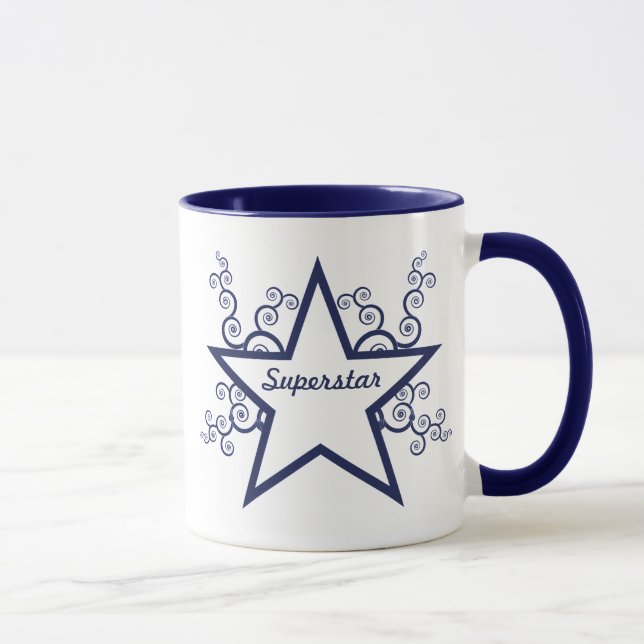 Superstar Swirls Mug, Dark Blue Mug (Right)