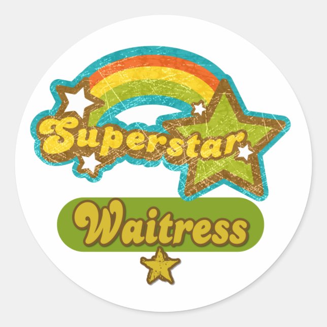 Superstar Waitress Classic Round Sticker (Front)