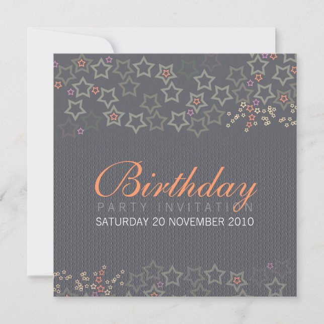 Superstars (Grey) Birthday Invitation (Front)