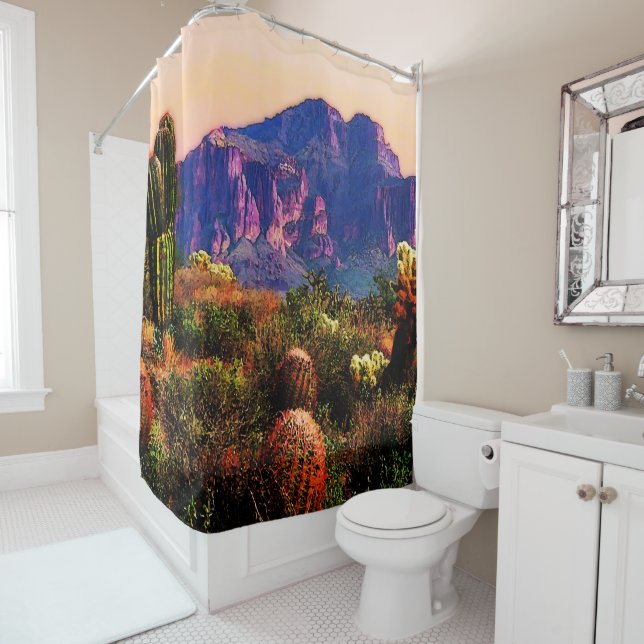 Superstition Mountain Desert Scenery Arizona Shower Curtain (In Situ)