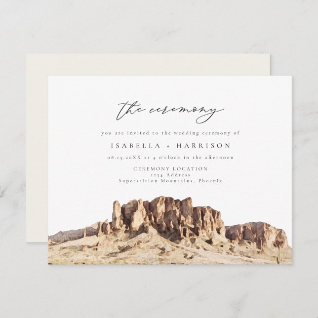 SUPERSTITION MOUNTAIN Desert Wedding Ceremony Invitation (Front/Back)