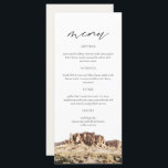 SUPERSTITION MOUNTAIN Watercolor Wedding Menu Card<br><div class="desc">This menu features a watercolor painting of Superstition Mountain paired with a simple font combination. This menu is perfect for your destination or adventure desert themed wedding or event.</div>