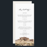 SUPERSTITION MOUNTAIN Watercolor Wedding Menu Card<br><div class="desc">This menu features a watercolor painting of Superstition Mountain paired with a simple font combination. This menu is perfect for your destination or adventure desert themed wedding or event.</div>