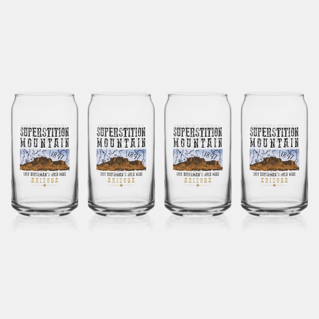 SUPERSTITION MOUNTAINS ARIZONA CAN GLASS (Front)