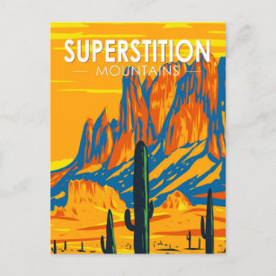 Superstition Mountains Arizona Vintage Postcard