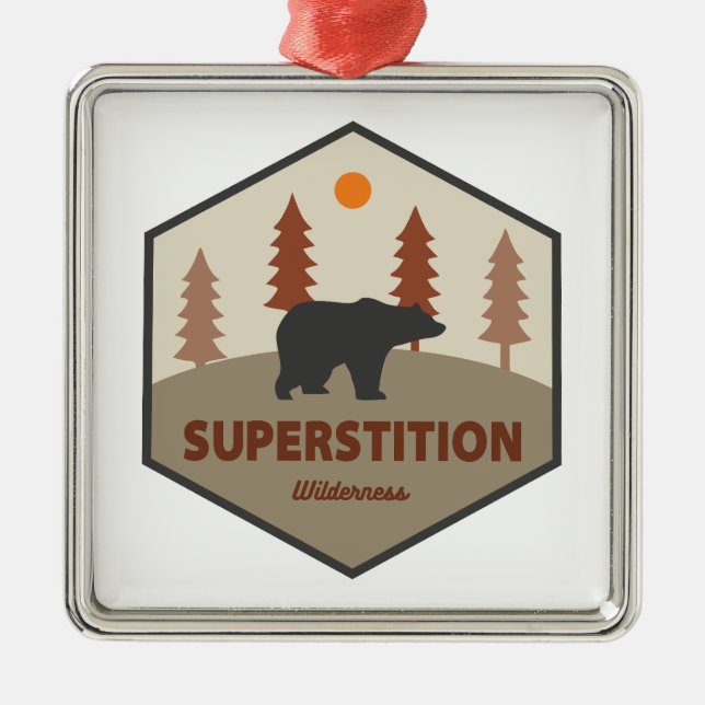 Superstition Wilderness Arizona Bear Metal Tree Decoration (Front)