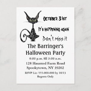 Superstitious Black Cat  Postcard invite