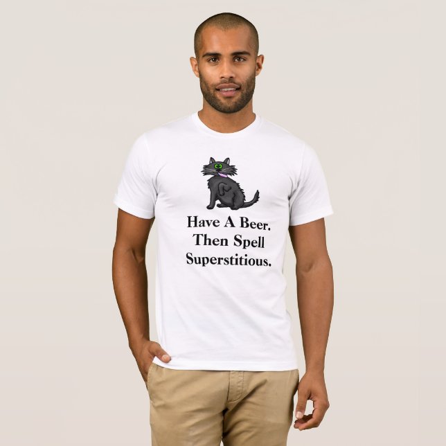Superstitious Black Cat T-shirt (Front Full)