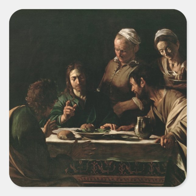 Supper at Emmaus, 1606 Square Sticker (Front)