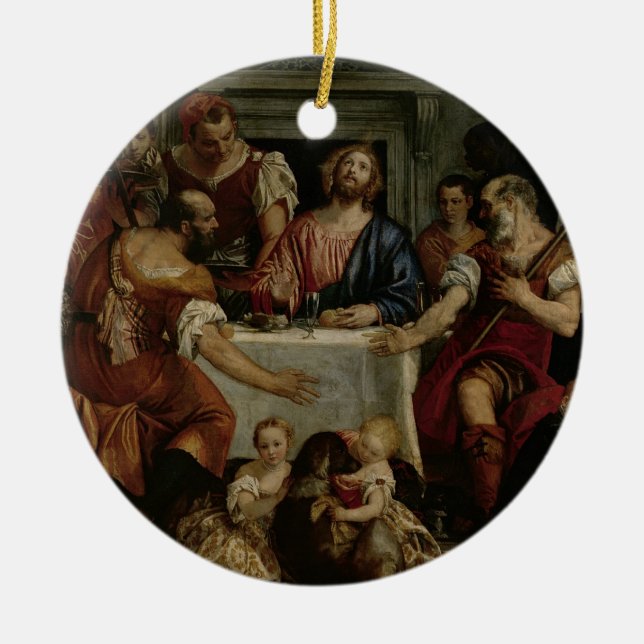 Supper at Emmaus (oil on canvas) Ceramic Tree Decoration (Front)