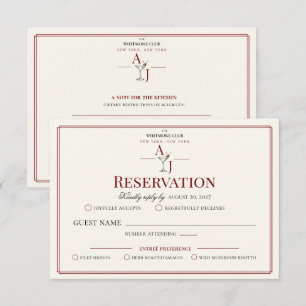 Supper Club Reservation Elegant Oxblood Cocktail RSVP Card