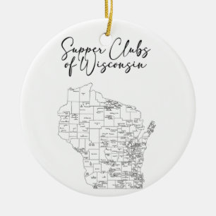 Supper Clubs of Wisconsin Ceramic Tree Decoration