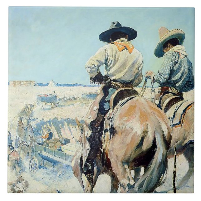 Supply Wagon Western Art by NC Wyeth Tile (Front)