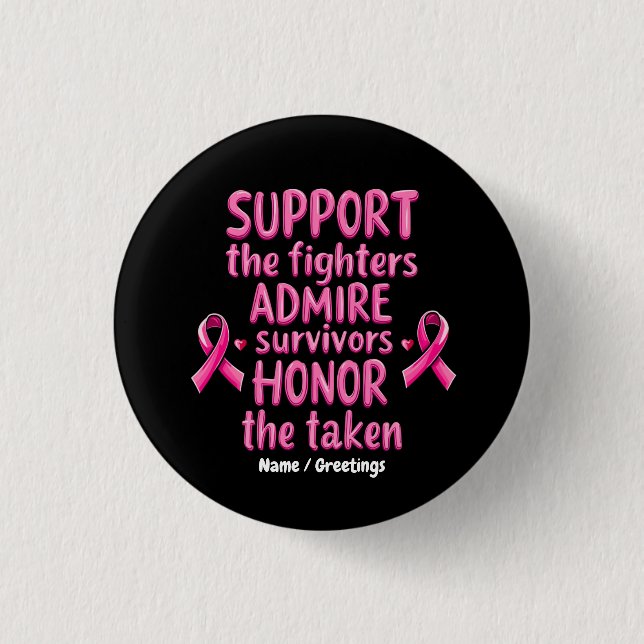 Support Admire Honour Breast Cancer Awareness Gift 3 Cm Round Badge (Front)