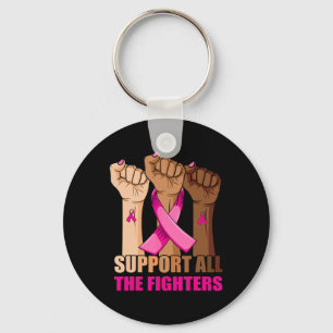Support All The Fighters Breast Cancer Pink Ribbon Key Ring