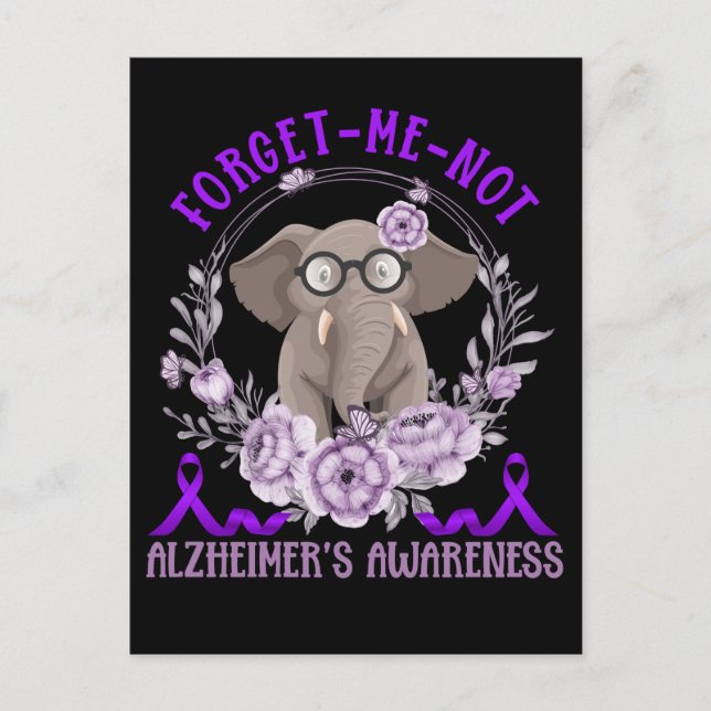 Support Alzheimers Awareness Cute Elephant Postcard (Front)