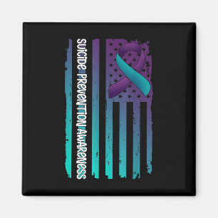 Support American Flag Ribbon Suicide Awareness For Magnet