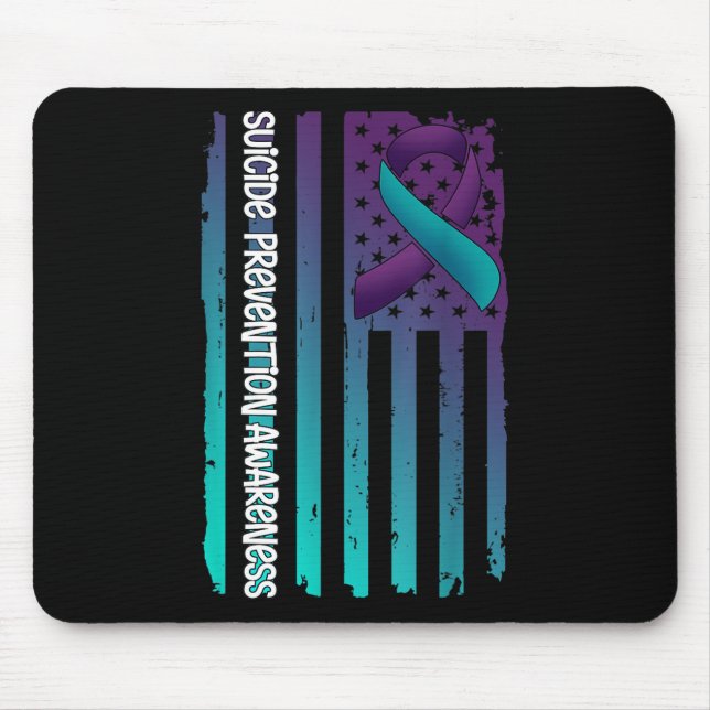 Support American Flag Ribbon Suicide Awareness For Mouse Pad (Front)