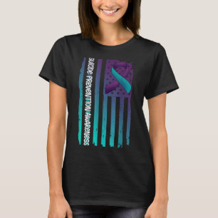 Support American Flag Ribbon Suicide Awareness For T-Shirt