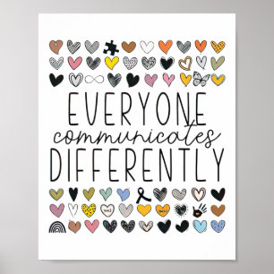 Support Autism Awareness Everyone Communicates Dif Poster