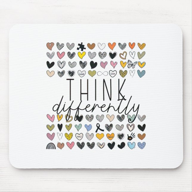 Support Autism Awareness Think Differently Neurodi Mouse Pad (Front)