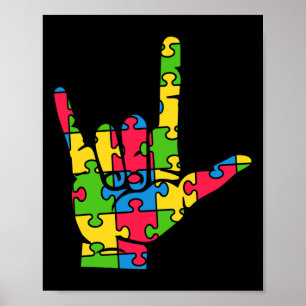 Support Autism Love Sign Language 