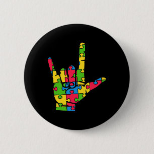 Support Autism Love Sign Language 6 Cm Round Badge