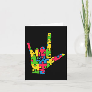Support Autism Love Sign Language  Card