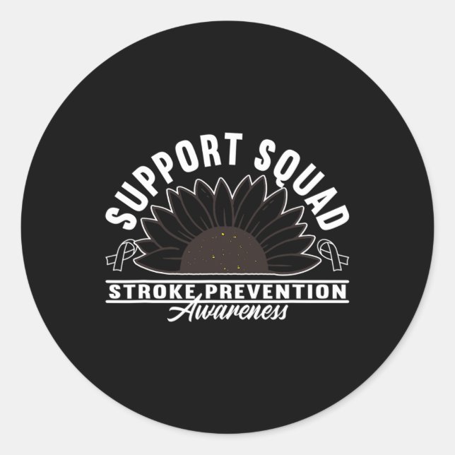 Support Awareness Squad Heart Disease Stroke Preve Classic Round Sticker (Front)