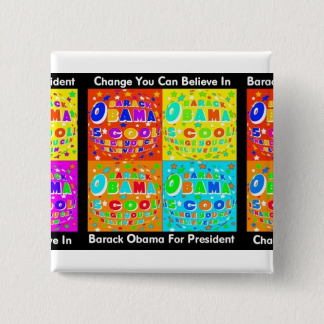 SUPPORT BARACK OBAMA 15 CM SQUARE BADGE (Front)