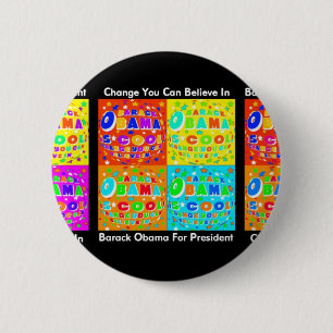 SUPPORT BARACK OBAMA 6 CM ROUND BADGE