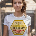 Support Bees Buy Honey Farmer's Market Bee Apiary T-Shirt<br><div class="desc">A nice shirt for wearing at the Farmer’s Market. Cute Bee on a Hexagon.</div>