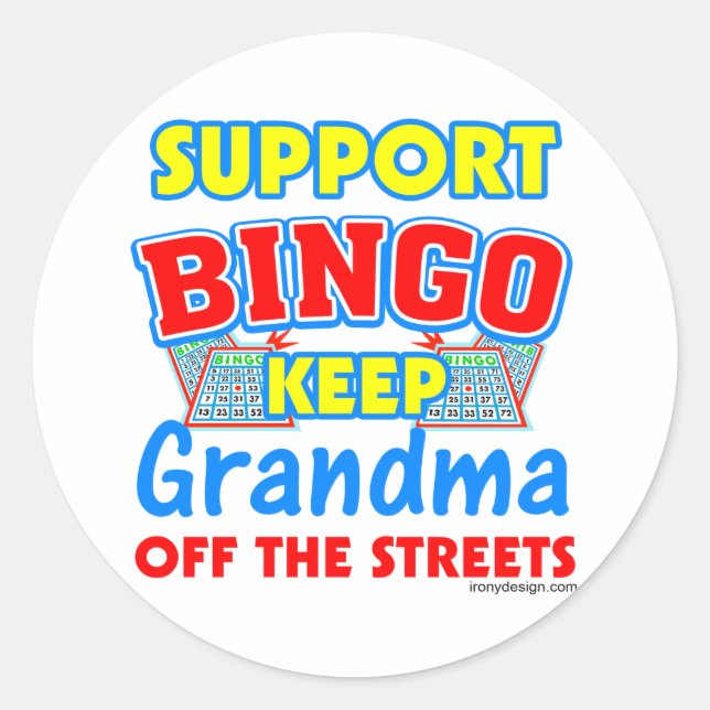Support Bingo Grandma Classic Round Sticker (Front)