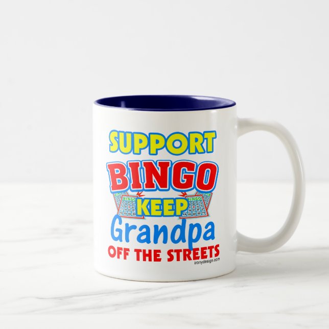 Support Bingo Grandpa Two-Tone Coffee Mug (Right)