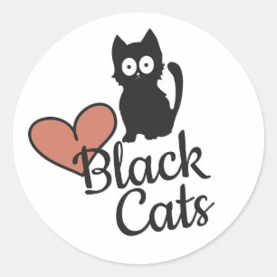 Support Black Cats Cute Cartoon Classic Round Sticker