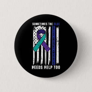 Support Blue Lives Police Suicide Awareness Law En 6 Cm Round Badge