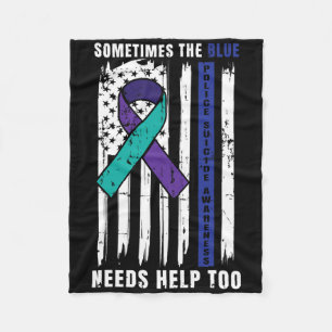 Support Blue Lives Police Suicide Awareness Law En Fleece Blanket
