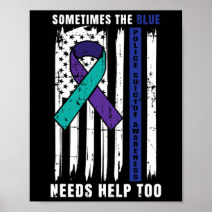 Support Blue Lives Police Suicide Awareness Law En Poster