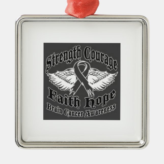Support Brain Cancer awareness Metal Tree Decoration (Front)