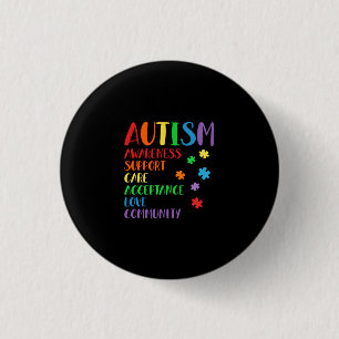 Support Care Acceptance Ally Autism Awareness 3 Cm Round Badge